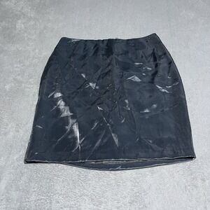 Cache Mini Skirt Womens Large Silver Shiny Lined Zip Up Party Cocktail
